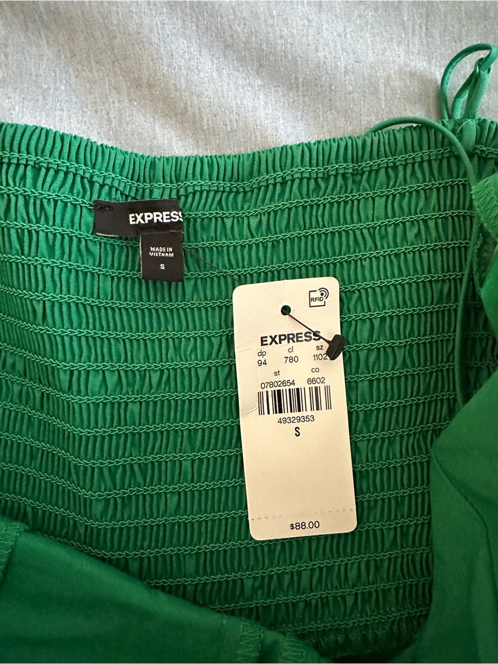 Express Green Spaghetti-Strap Fit-and-Flare Dress - Picture 3 of 4